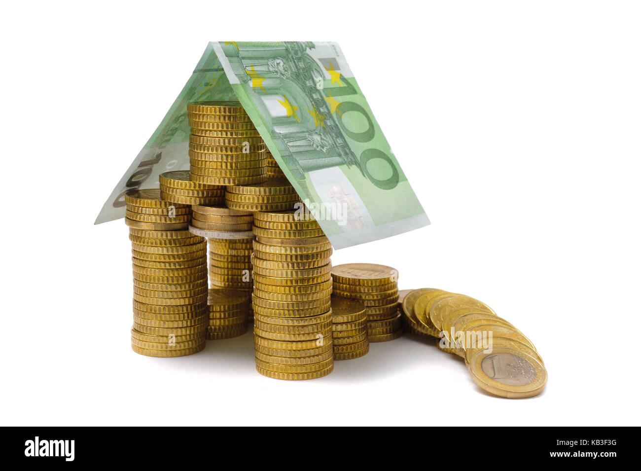 Money, euro, house, damage, icon eurocrisis, financial crisis, Stock Photo