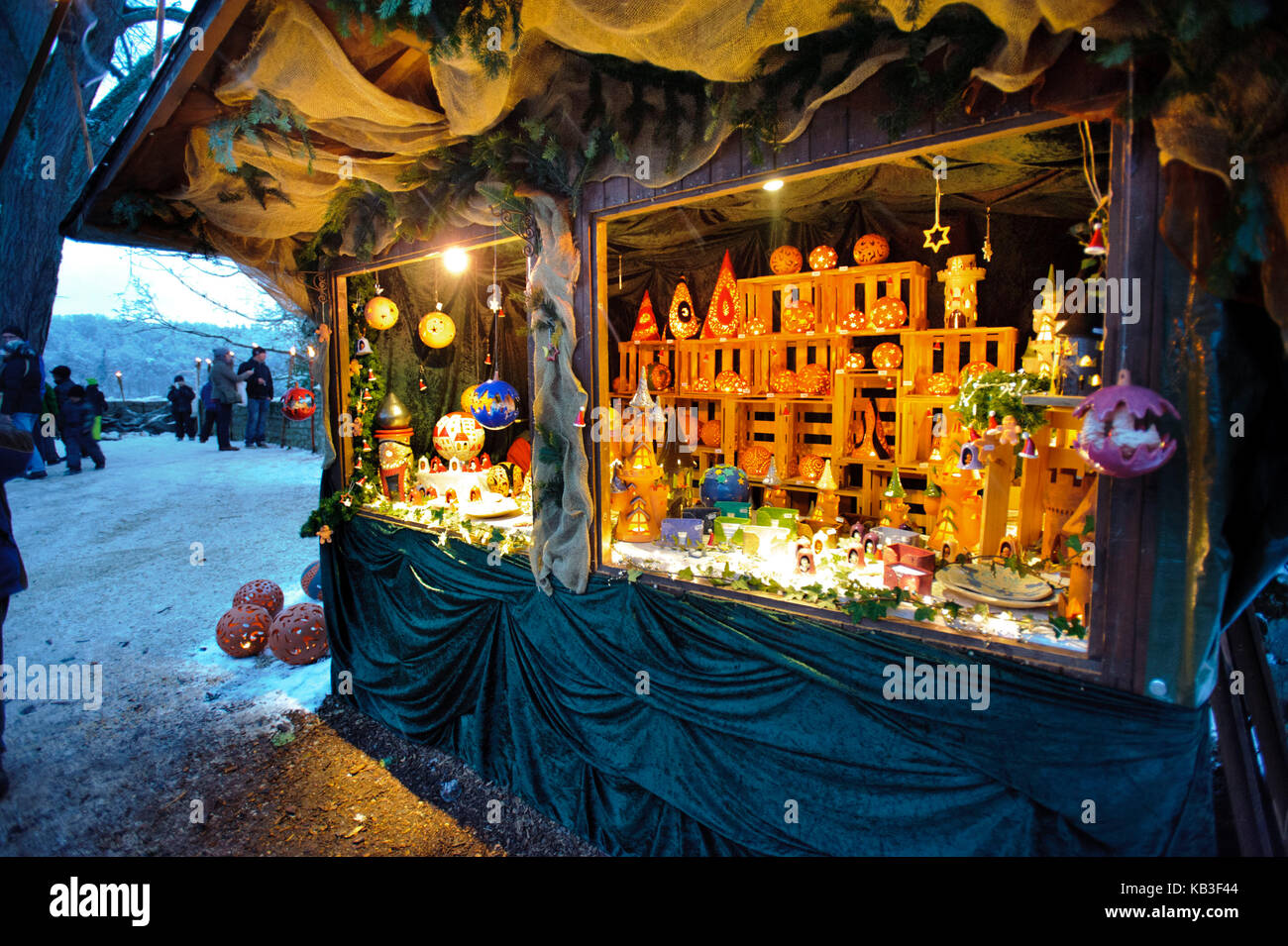 Christmas fair at castle Pappenheim in the Altmuehl valley, Stock Photo