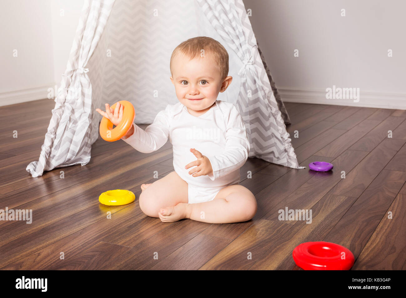 Children's hut in the room. Interior of the children's room Stock Photo