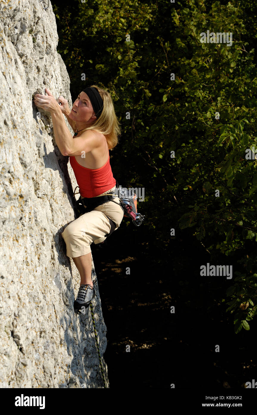 Sport climbing in Franconian Switzerland Stock Photo Alamy