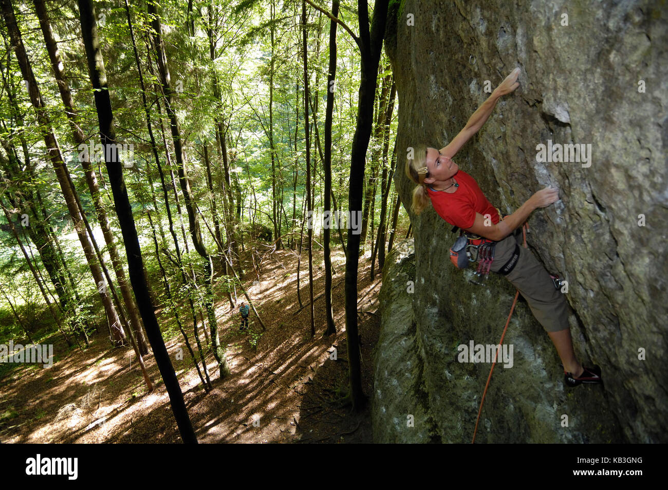 Sport climbing in Franconian Switzerland Stock Photo Alamy