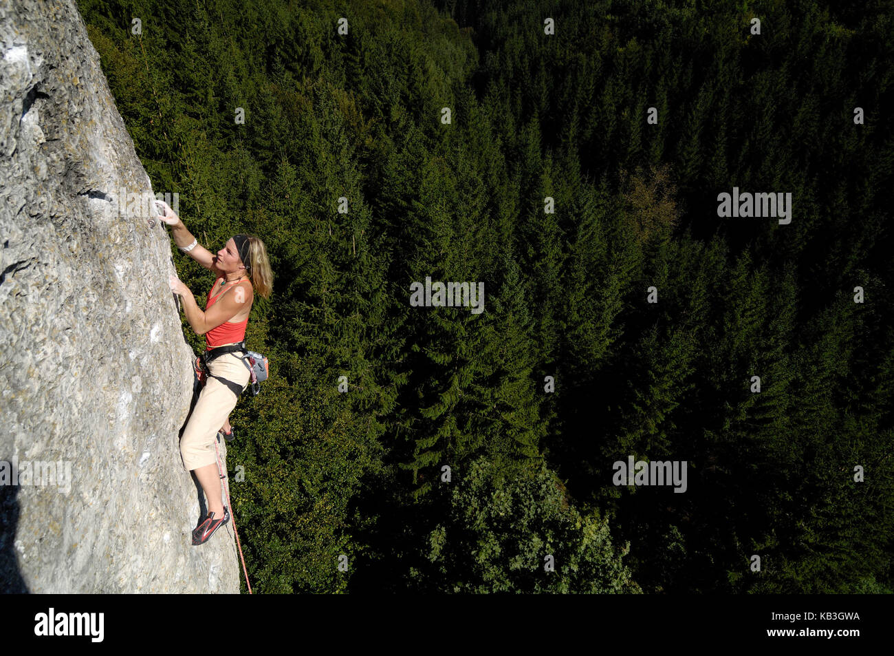 Sport climbing in Franconian Switzerland, Bavaria Stock Photo Alamy