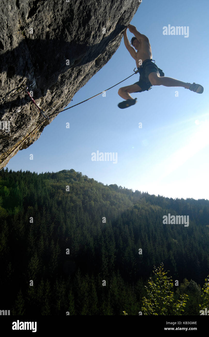 Sport climbing in Franconian Switzerland, Bavaria Stock Photo Alamy