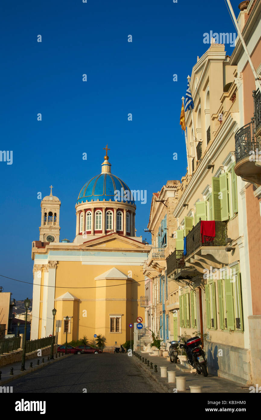 View at the agio Nikoloas church, Syros, Greece, Europe, Stock Photo