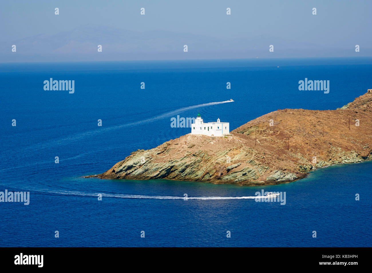 View at the lighthouse, agio Nikolaos, Greece, Europe, Stock Photo
