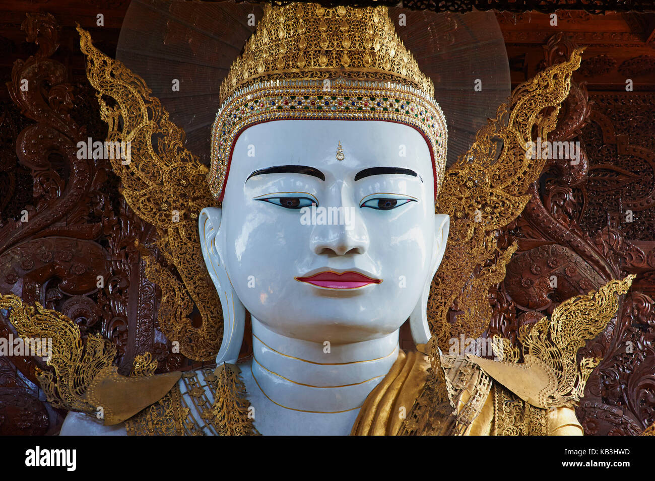 Nga Htat Gyi pagoda, seated Buddha, Myanmar, Yangon, Asia, Stock Photo