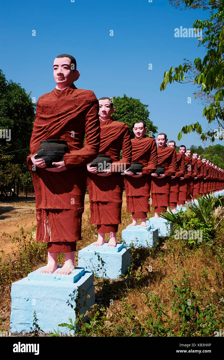 monk sculptures, Myanmar, Asia, Stock Photo