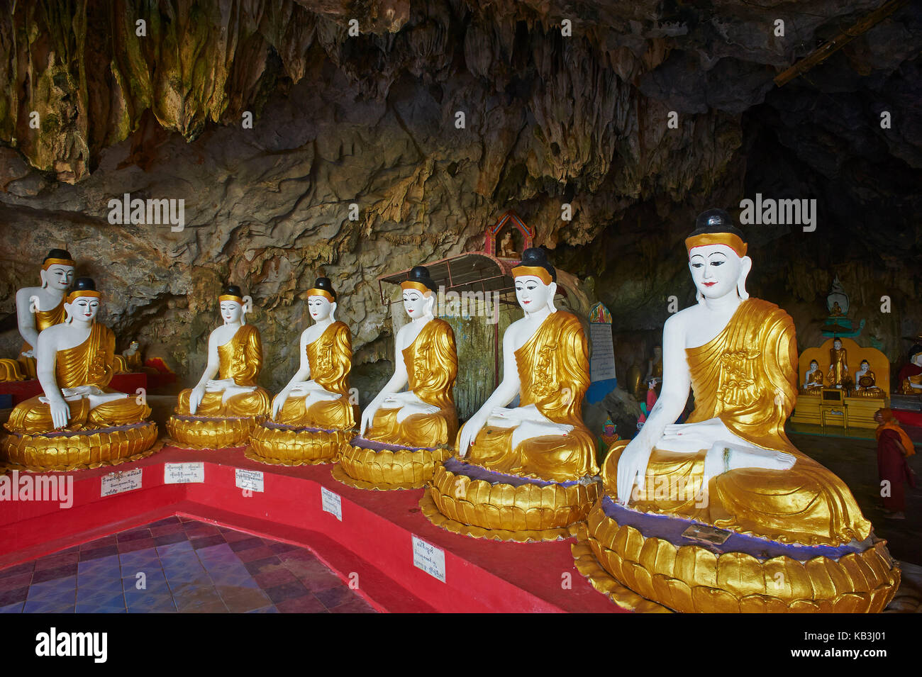 Buddha statues in the Saddar grotto, Myanmar, Asia, Stock Photo