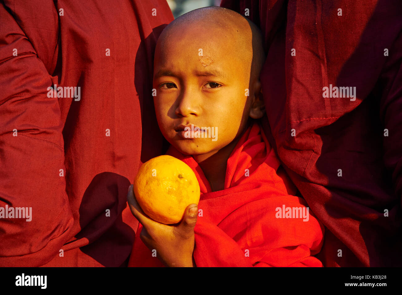 Monks in the Full Moon festival, Bagan, Myanmar, Asia, Stock Photo