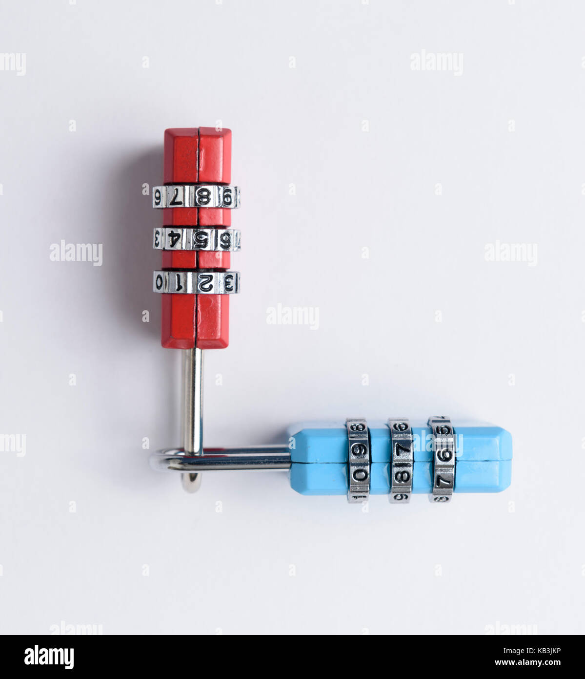 Blue and red combination padlocks Stock Photo