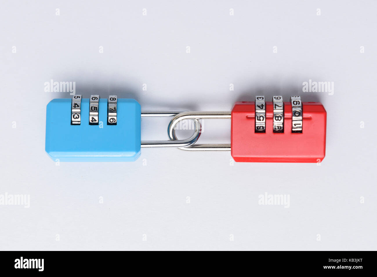 Blue and red combination padlocks Stock Photo
