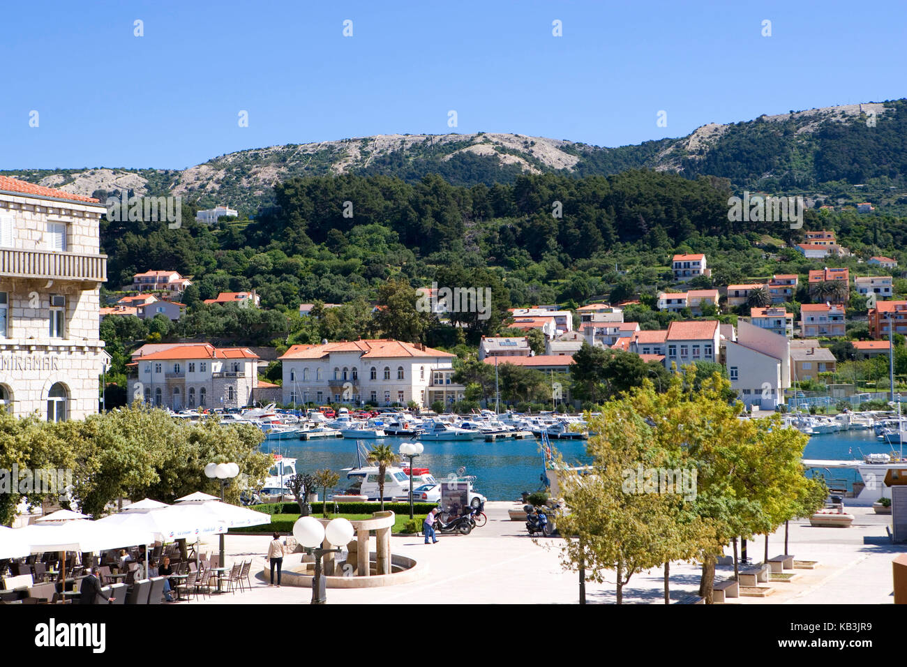 Croatia, island Rab, Rab, island capital, mountains, harbour Stock ...