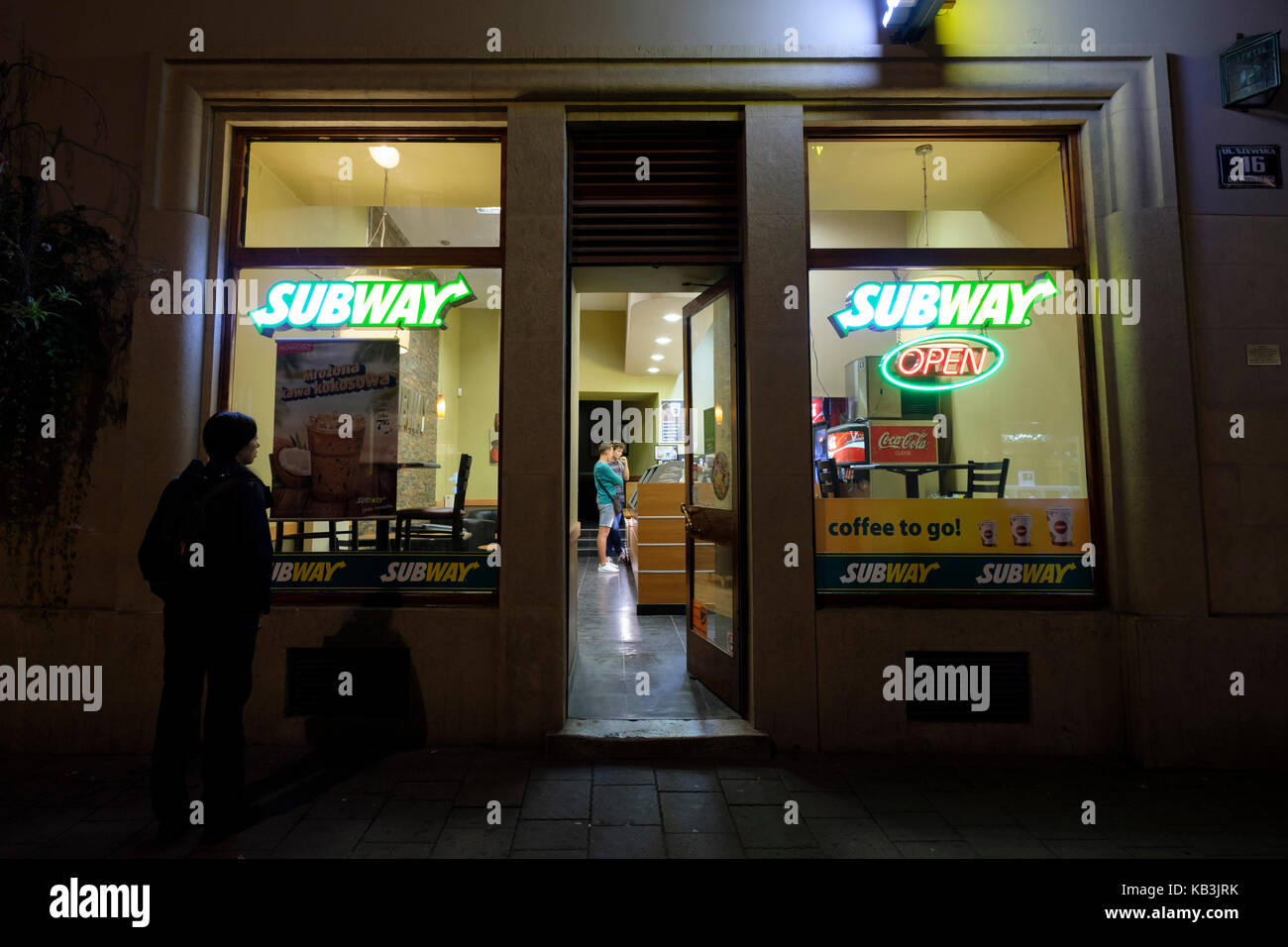 Subway fast food restaurant in Krakow, Poland, Europe Stock Photo