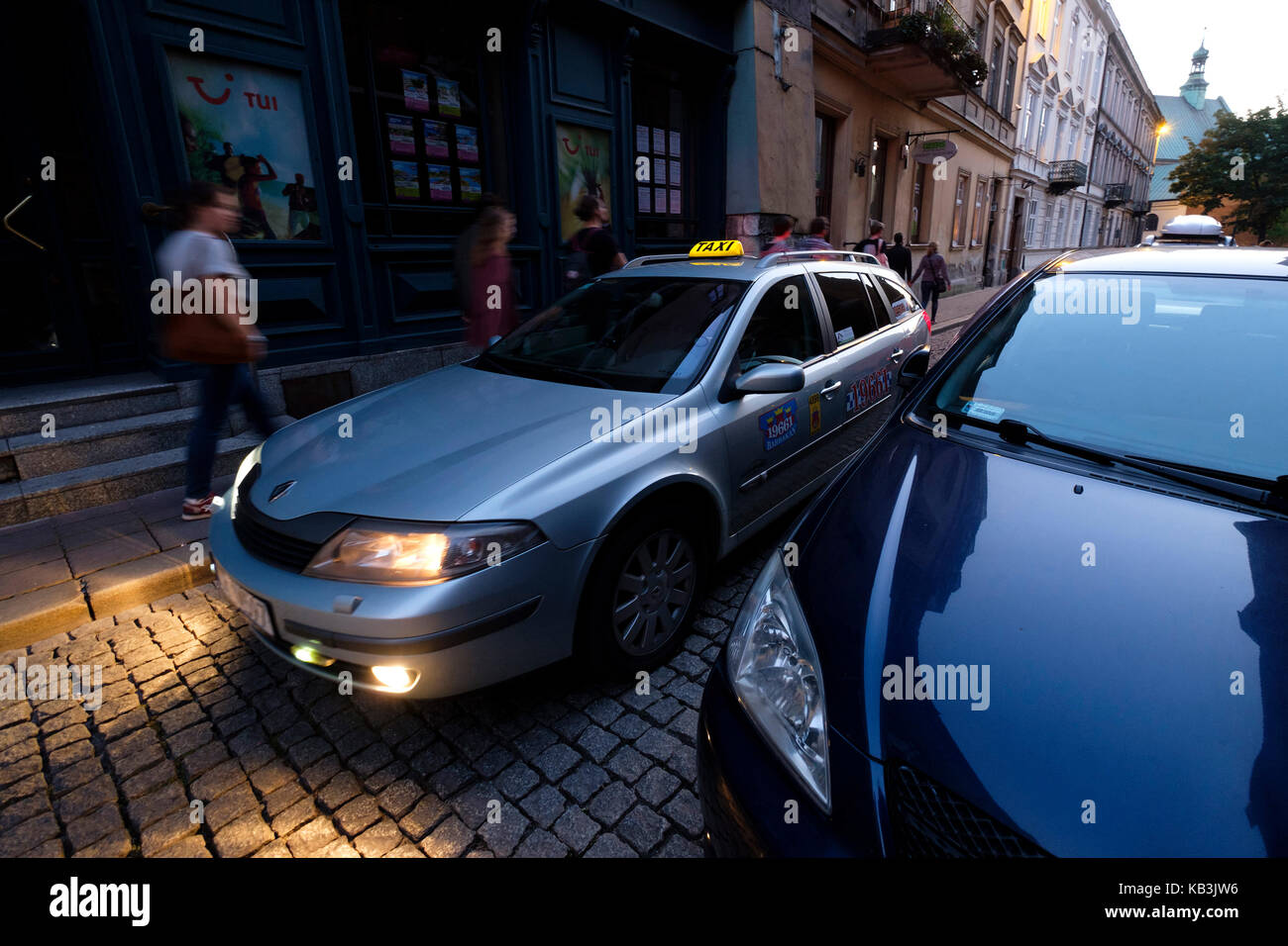 Taxi cab in Krakow, Poland, Europe Stock Photo