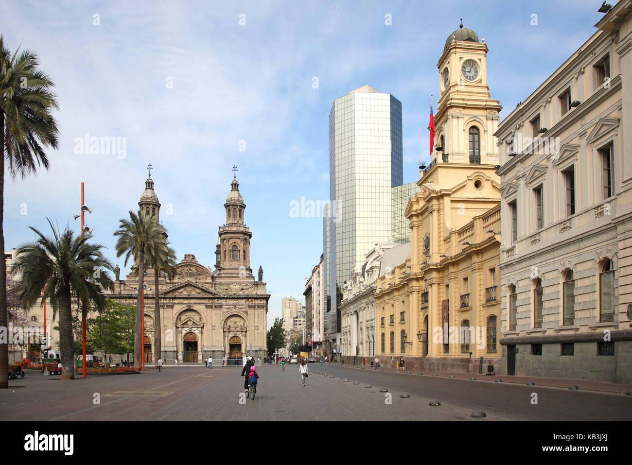 Chile, Santiago, Plaza de Armas, cathedral, Stock Photo