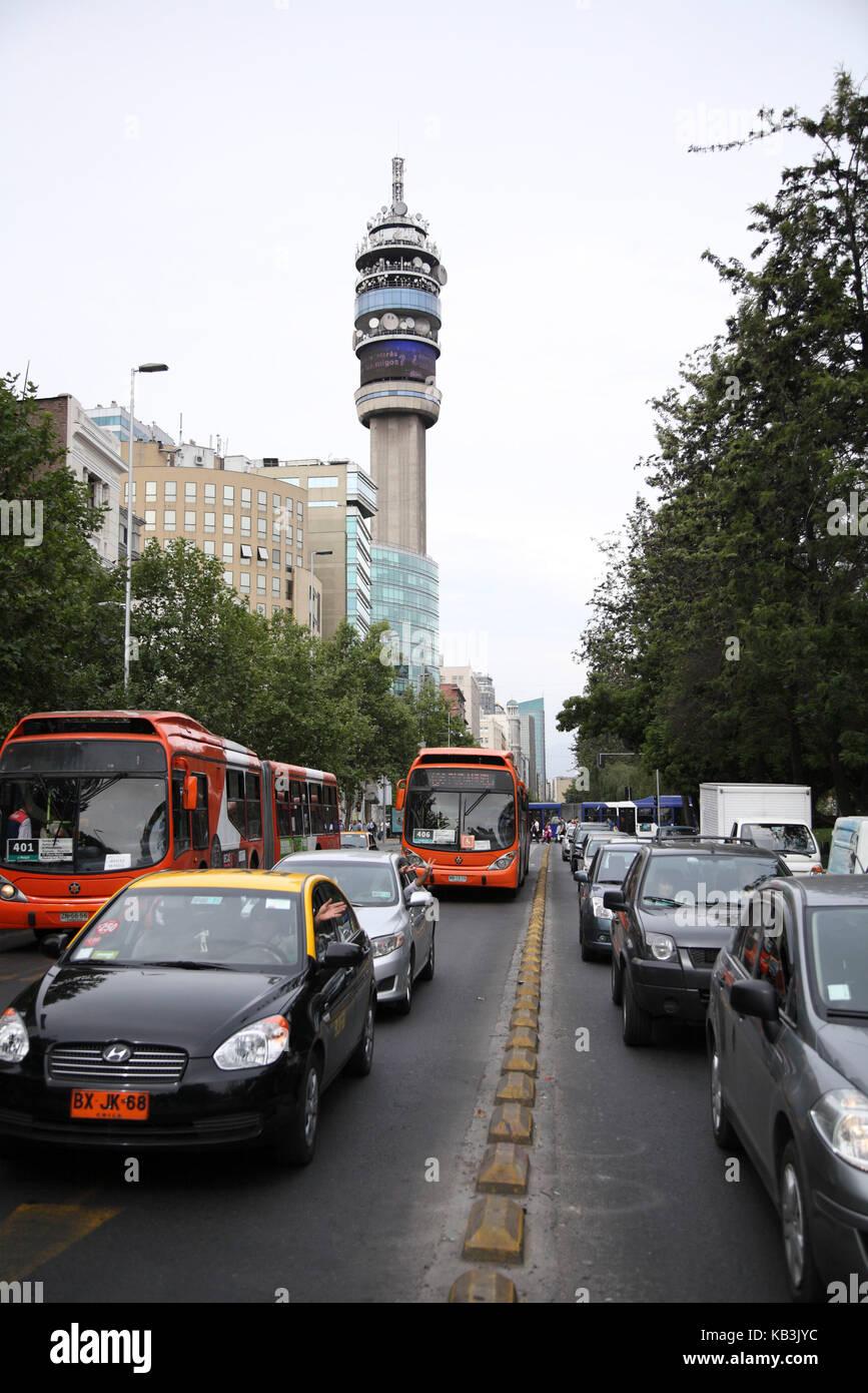 Chile, Santiago, Avenida Libertador General Bernardo O'Higgins, Stock Photo