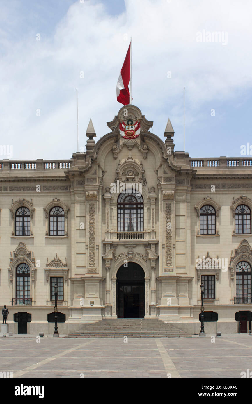 Peru, Lima, Plaza Mayor, Palacio de Gobierno, Stock Photo
