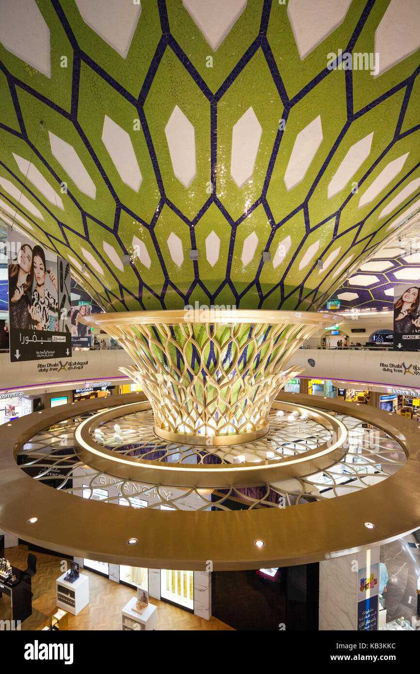 UAE, Abu Dhabi, Abu Dhabi International Airport, duty free area, elevated view Stock Photo