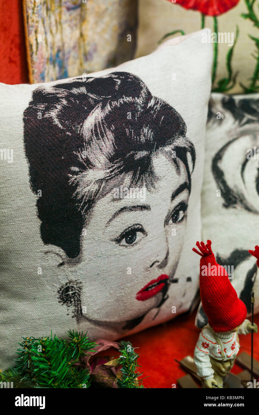 Belgium Bruges Souvenir Pillow With Image Of Us Actress Audrey