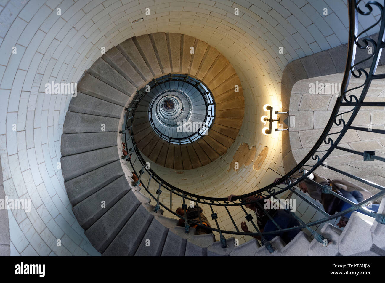 France, Finistere, Penmarch, St Pierre harbour, Eckmuhl lightouse Stock Photo