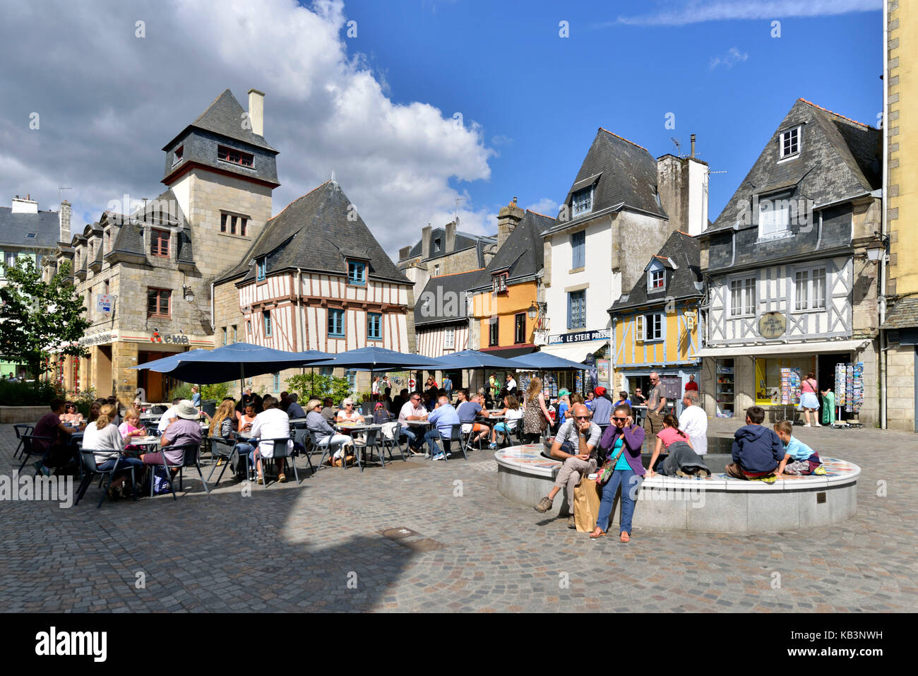France, Finistere, Quimper, Terre au Duc square, medieval houses Stock Photo