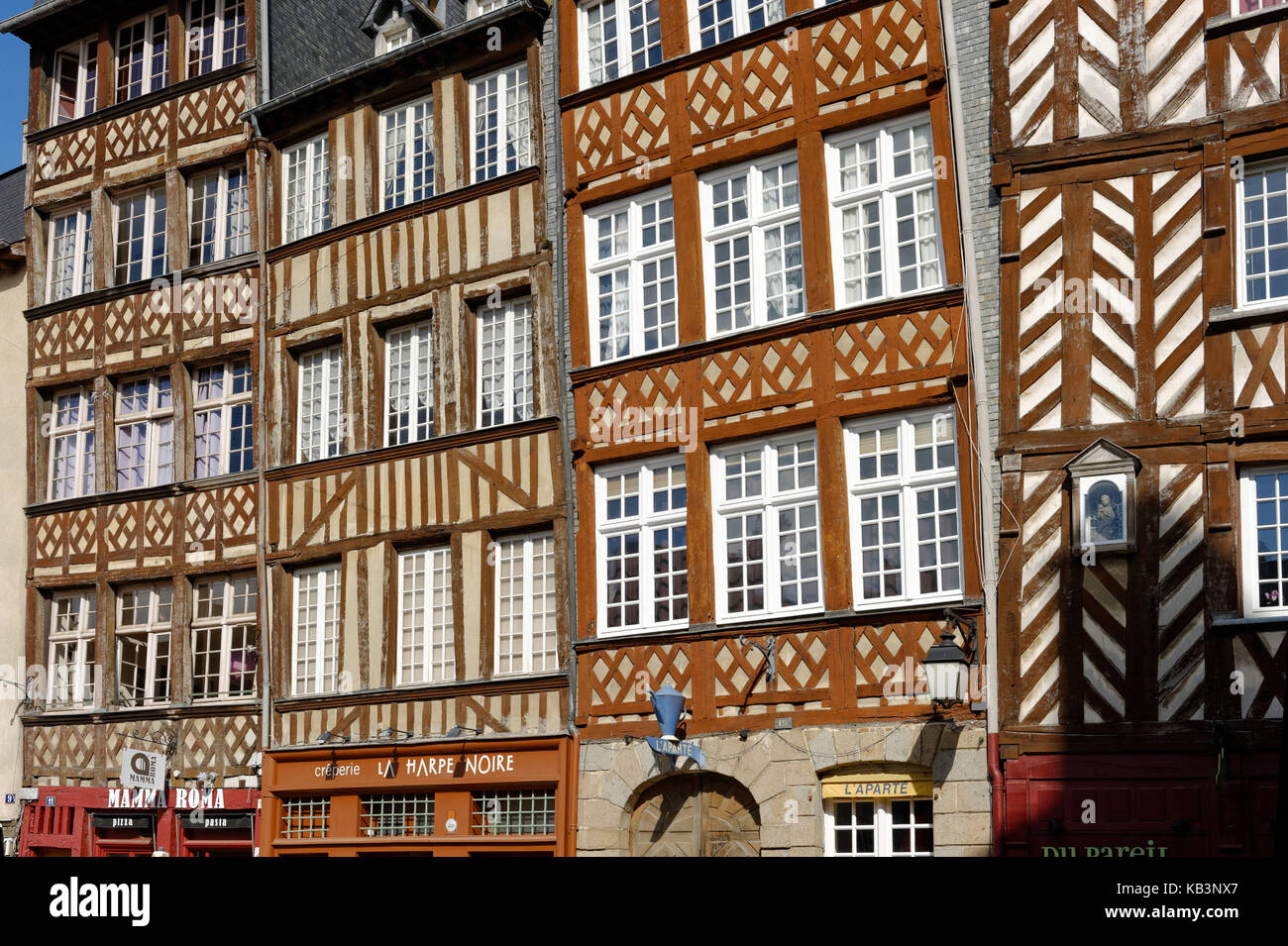France, Ille et Vilaine, Rennes, Champ Jacquet square is bordered of half-timbered houses of the 17th century Stock Photo