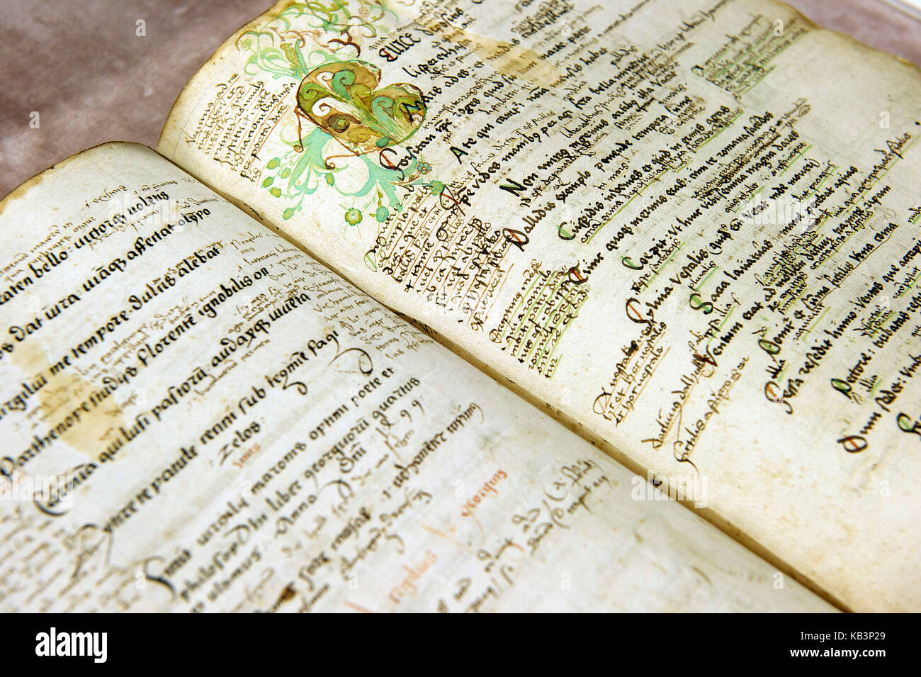 France, Bas Rhin, Selestat, humanistic library, the school exercise book (14989-99) of Beatus Rhenanus Stock Photo