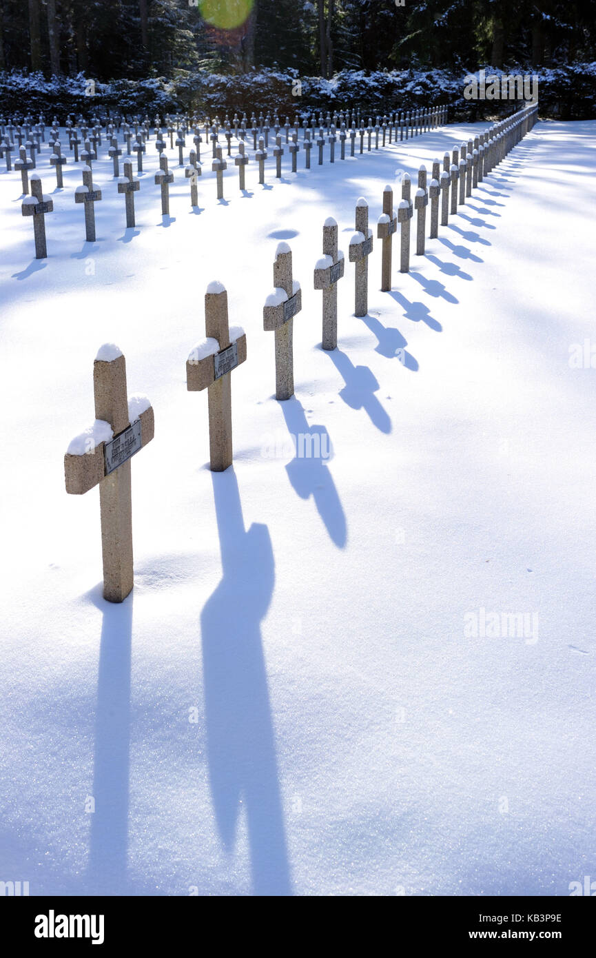 France, Haut Rhin, Massif des Vosges, Col de Wettstein above Orbey, Cimetiere du Linge, military cemetery, War of 1914-1918 Stock Photo