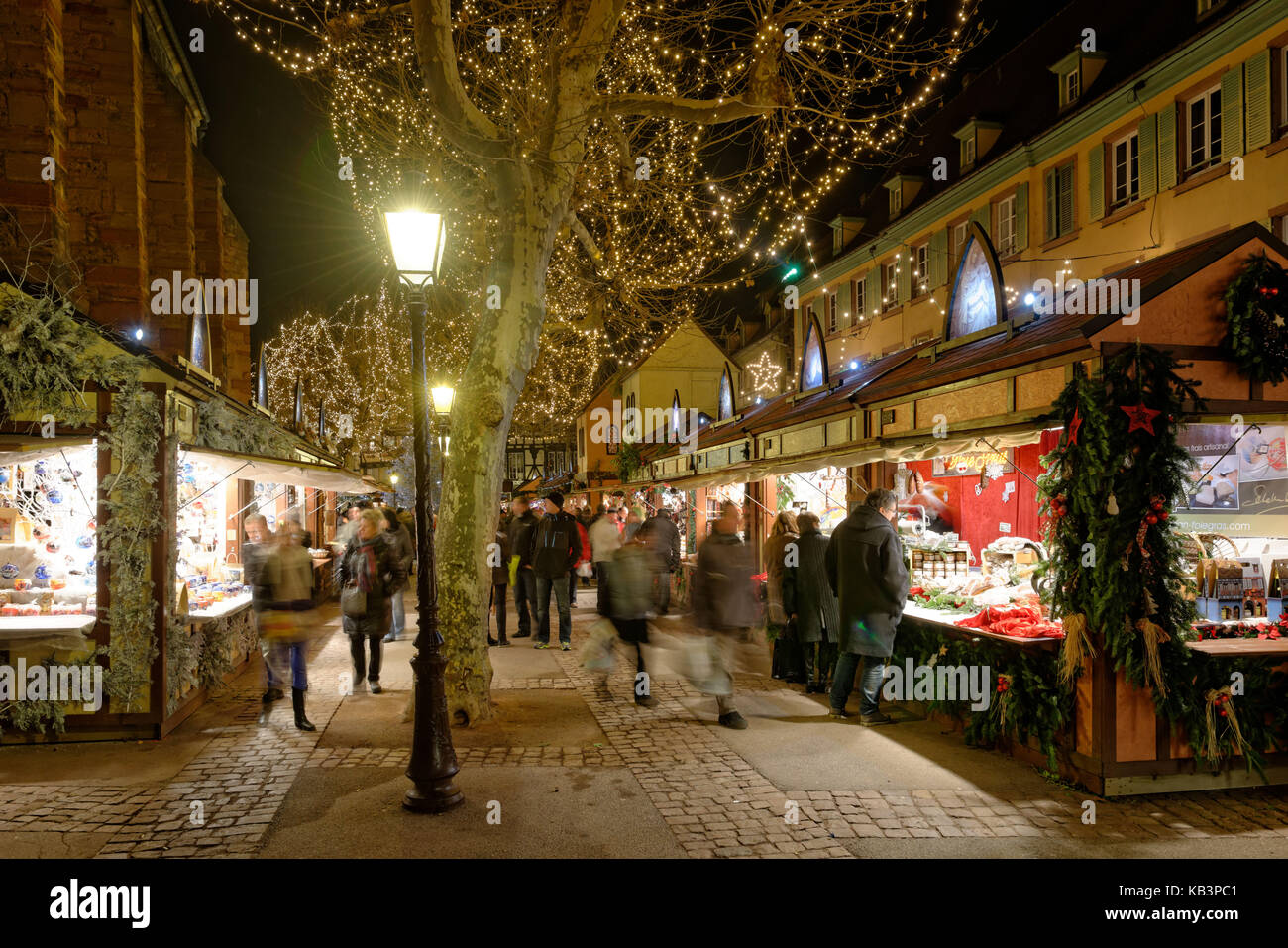 France, Haut Rhin, Colmar, Christmas market at Place des Dominicains Stock Photo