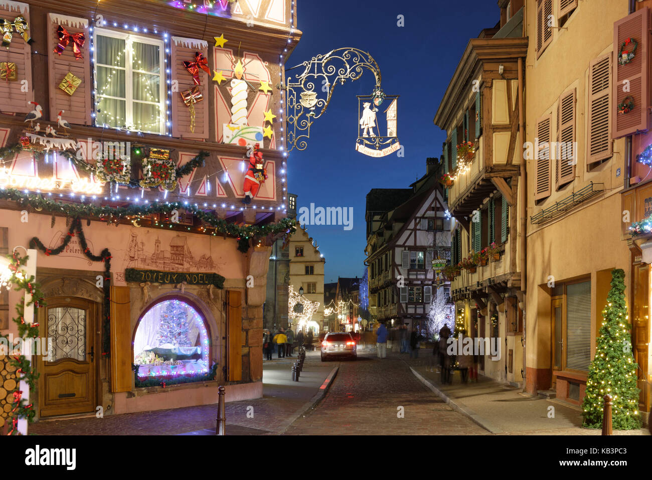 France, Haut Rhin, Colmar, Christmas decoration at Grand'Rue Stock Photo