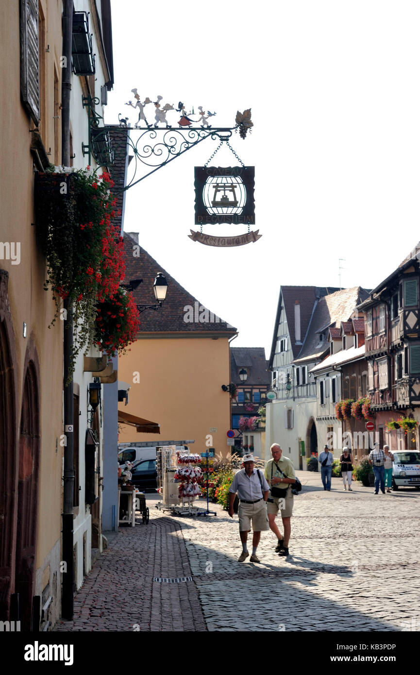 France, Haut Rhin, Alsace Wine Road, Eguisheim village, labelled Les Plus Beaux Villages de France (The Most Beautiful Villages of France) Stock Photo