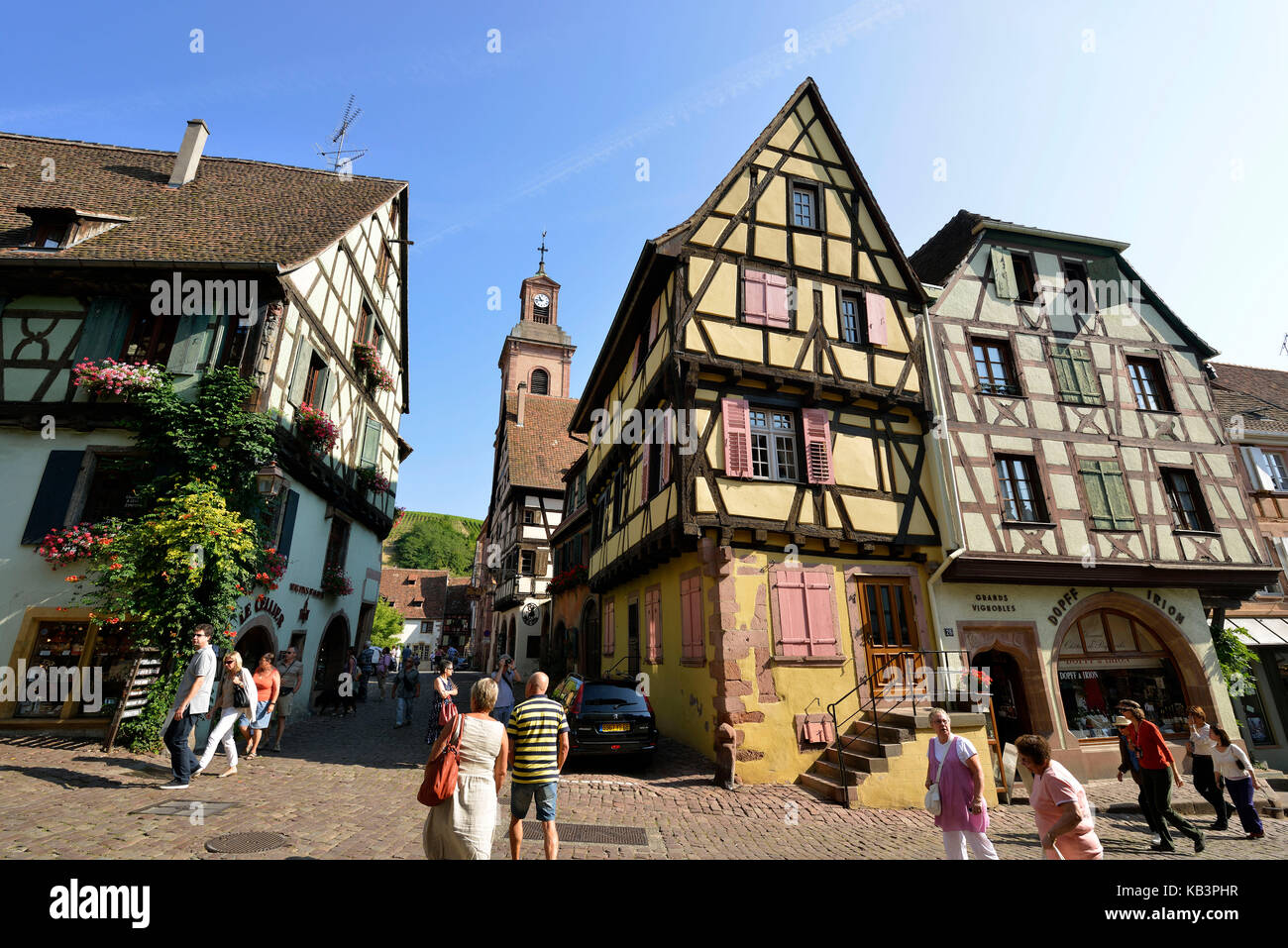 France, Haut Rhin, Alsace Wine Road, Riquewihr village, labelled Les Plus Beaux Villages de France (The Most Beautiful Villages of France) Stock Photo
