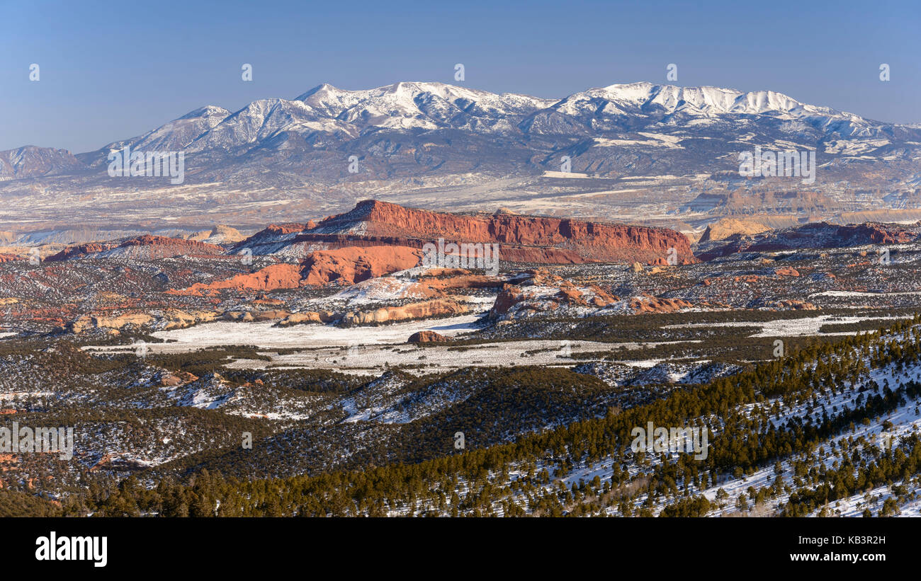 Looking east on Highway 12 to Henry Mountain, Utah,USA Stock Photo