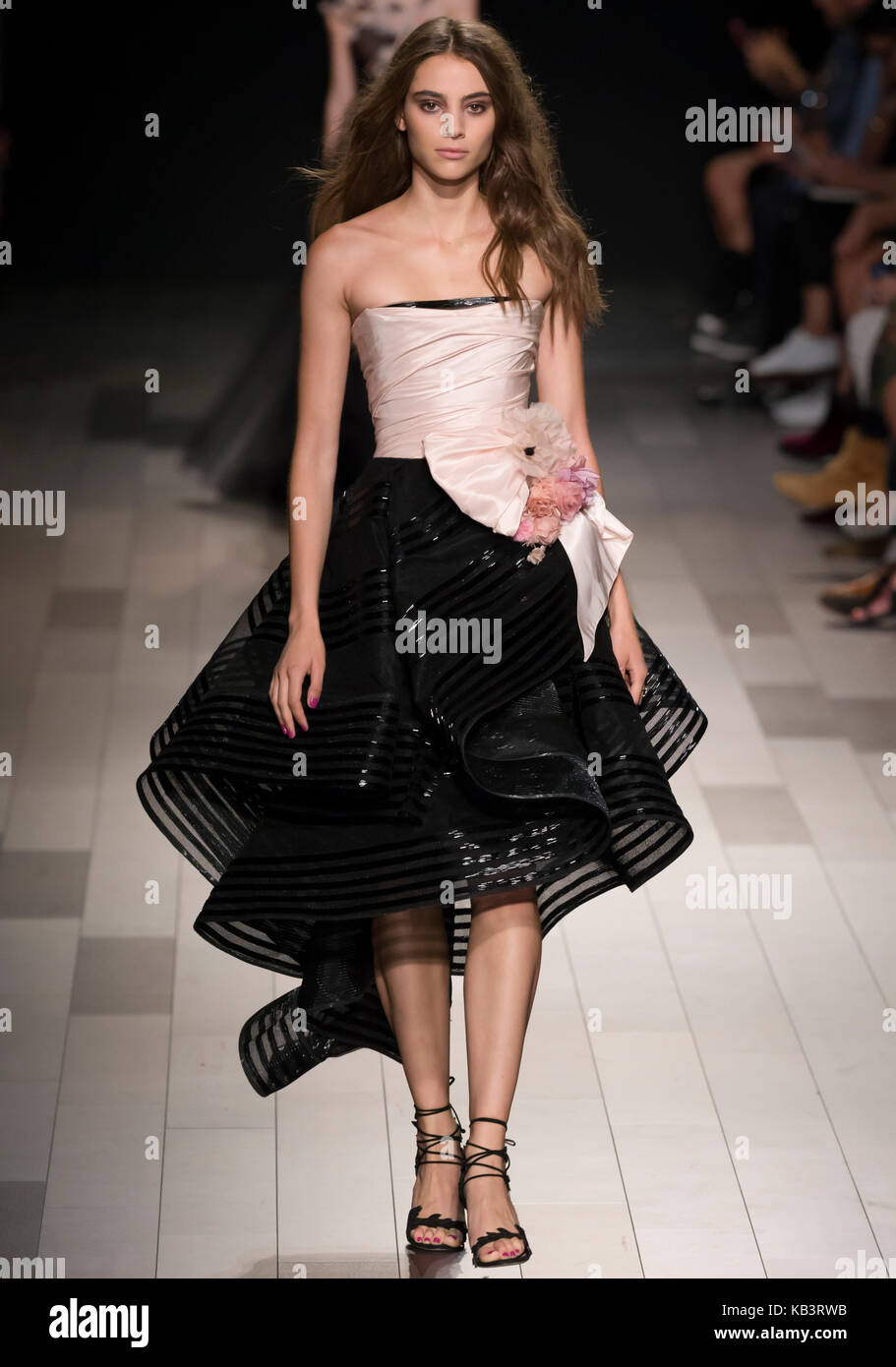 NEW YORK, NY - September 13, 2017: Romy Schonberger walks the runway at
