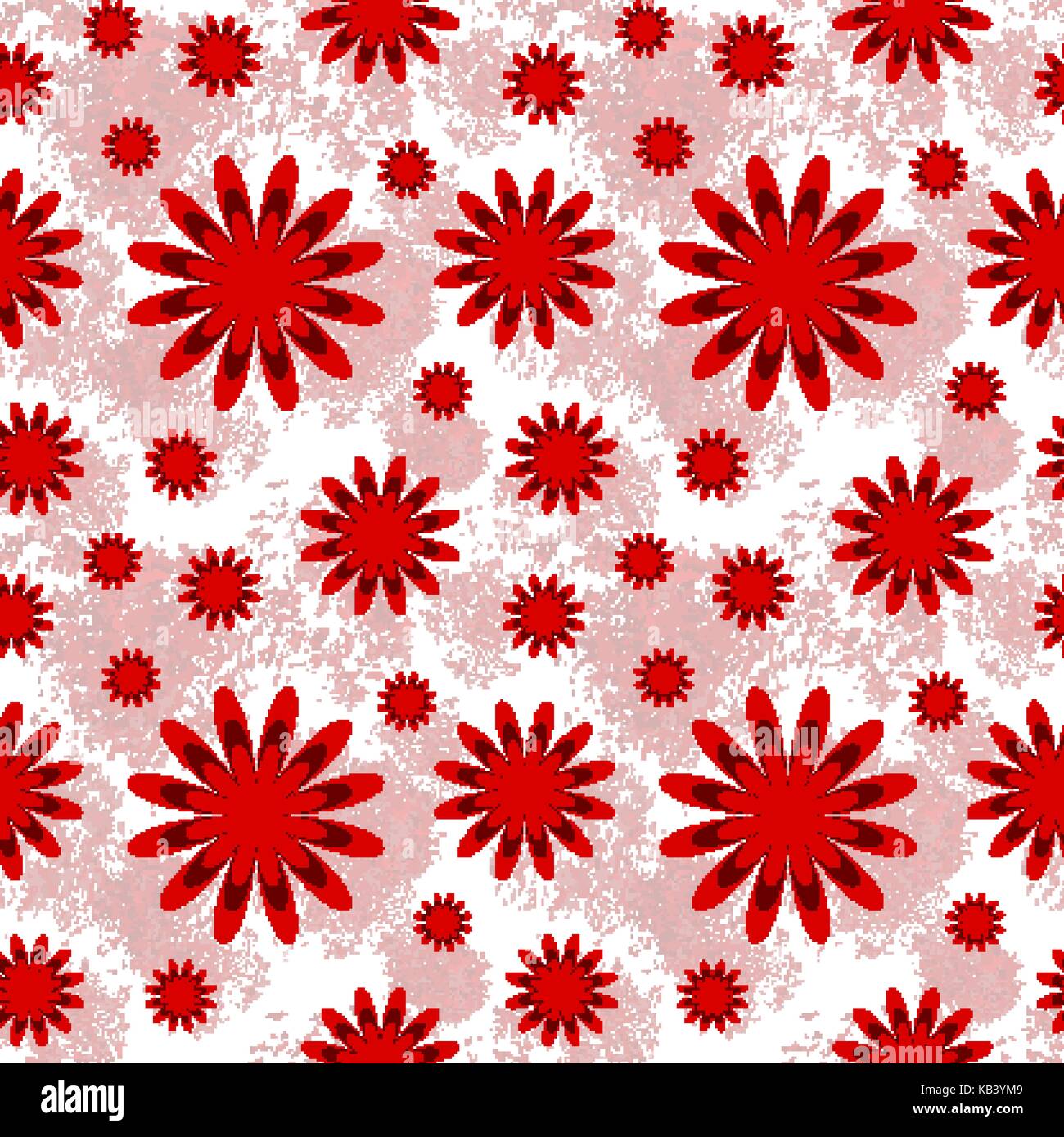 Beautiful floral seamless pattern in red and white Stock Vector