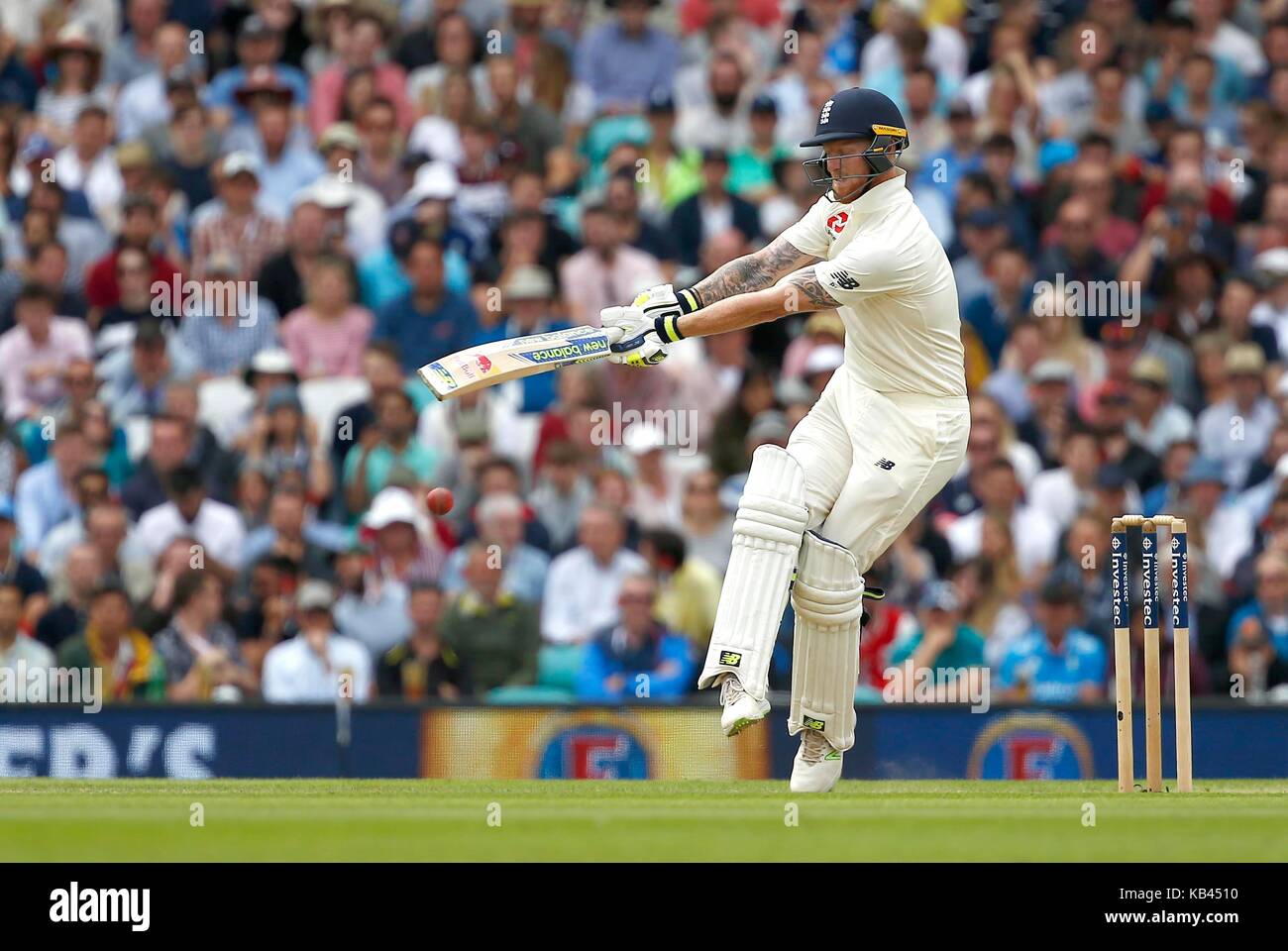 Ben Stokes of England batting during day four of the third Investec Test match between England and South Africa at The Oval in London. 30 Jul 2017 Stock Photo
