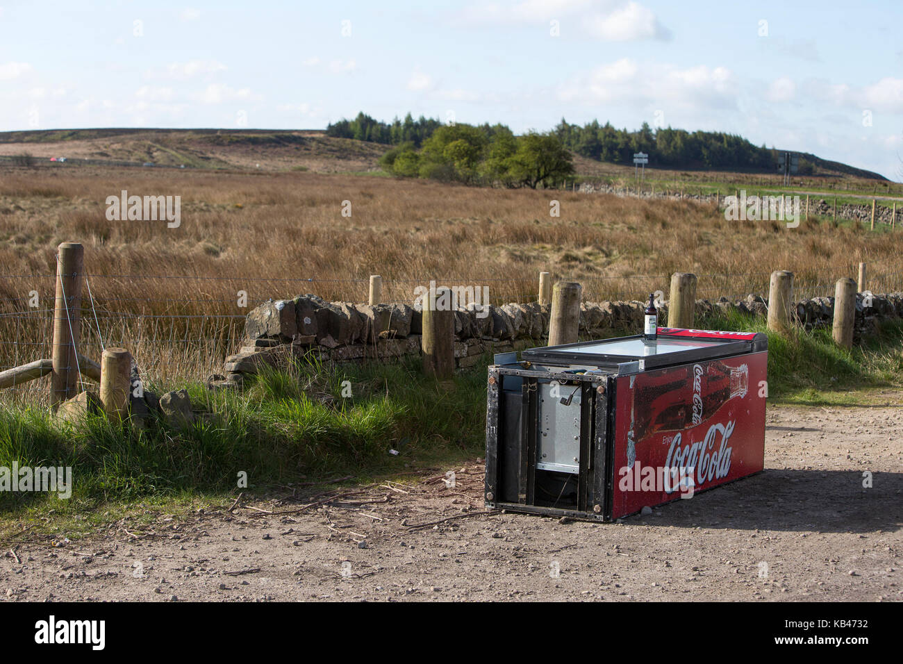 Illegal Flytipping of a commercial fridge in the Derbyshire Peak
