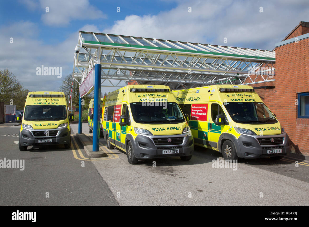 Paramedic Ambulances outside hospital Emergency Department Stock Photo