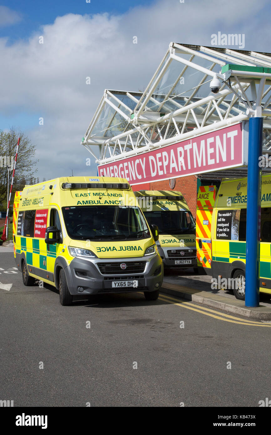 Paramedic Ambulances outside hospital Emergency Department Stock Photo