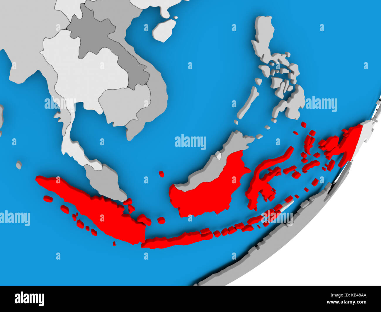 3D render of Indonesia on political globe. 3D illustration. Stock Photo