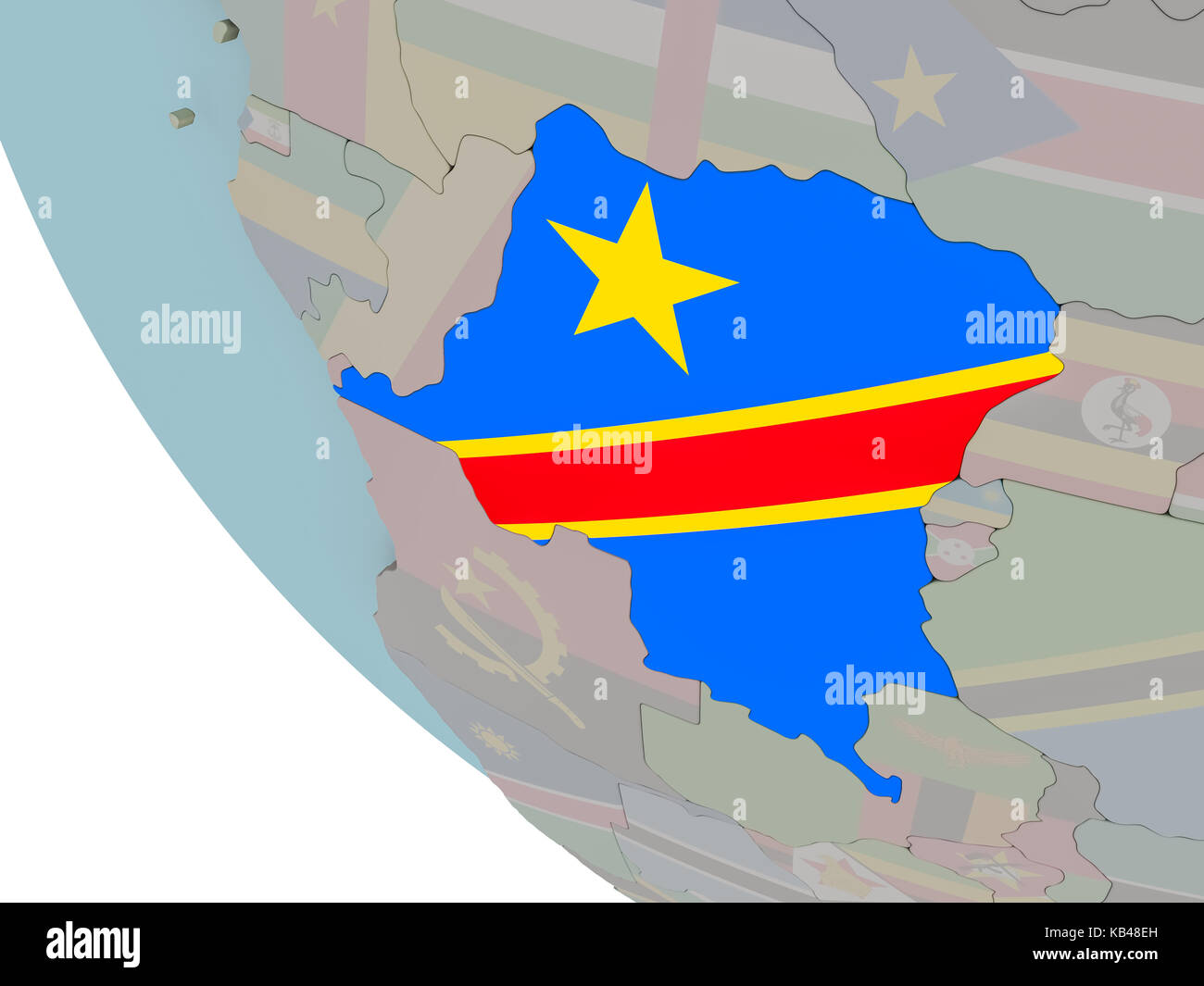 Map of Democratic Republic of Congo on political globe with embedded ...