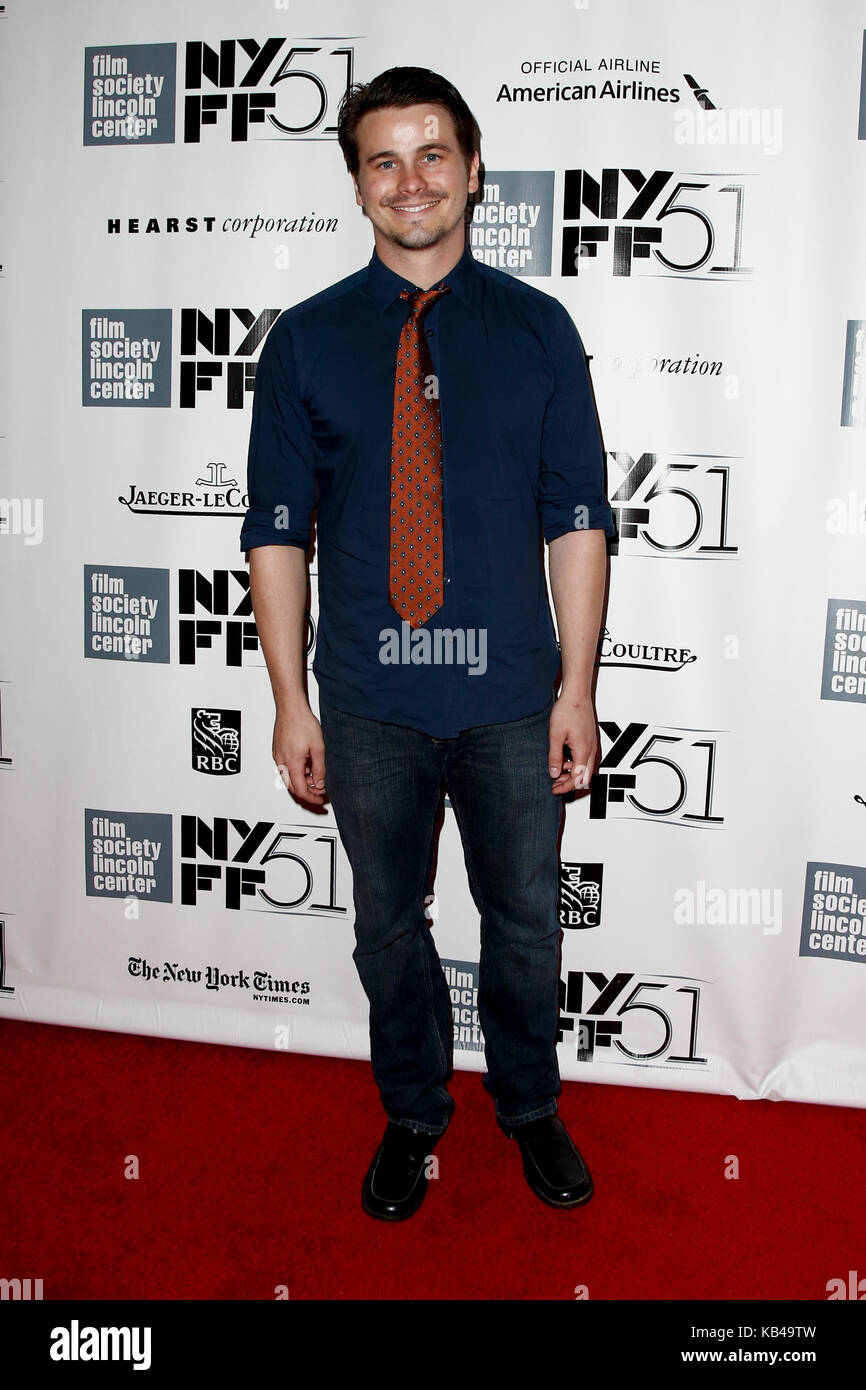 Jason Ritter attends the '12 Years A Slave' premiere at the 51st annual New York Film Festival at Alice Tully Hall on October 8, 2013 in New York City. Stock Photo