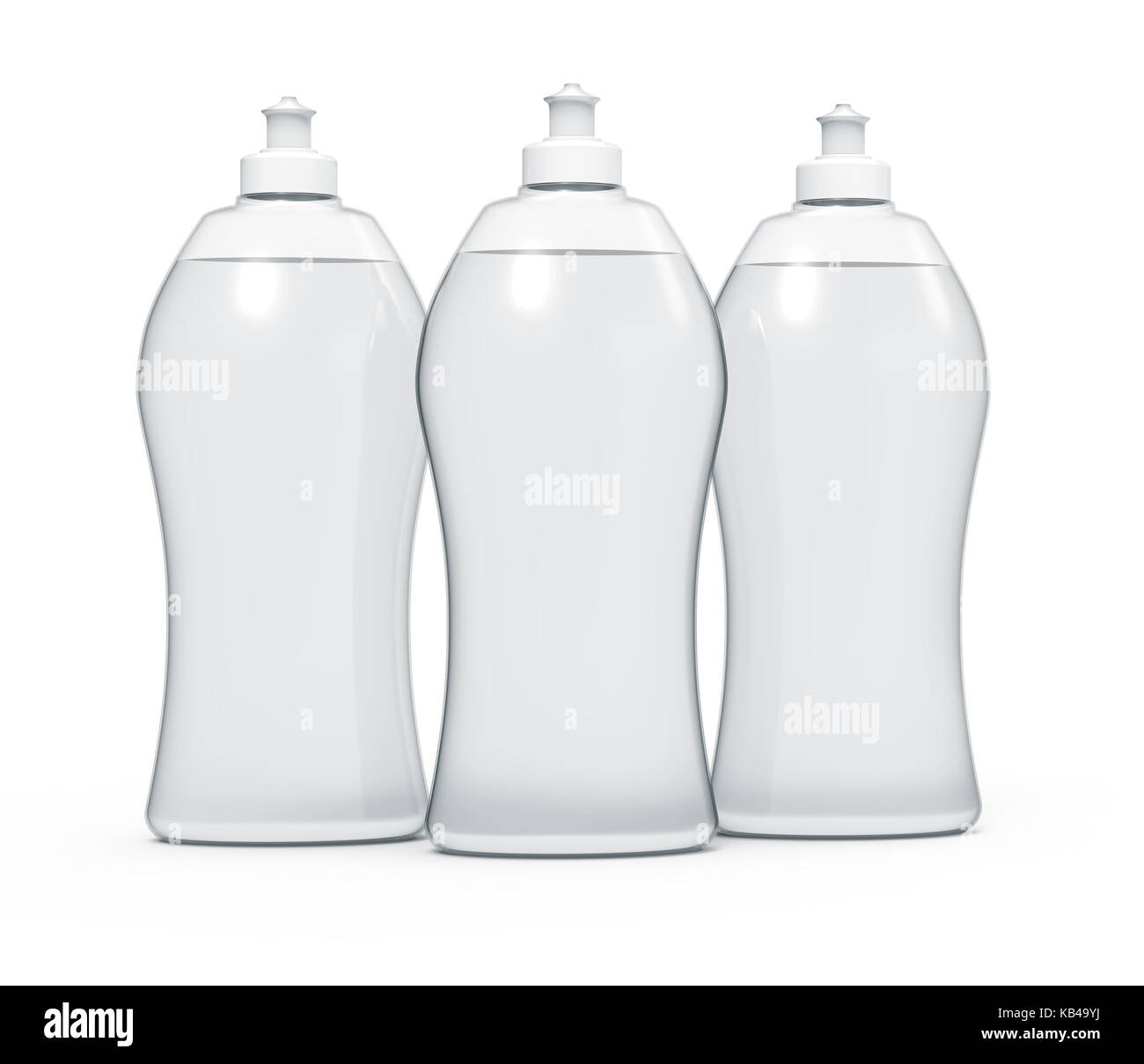 3D rendering Dishwashing liquid, transparent detergent mockup set for