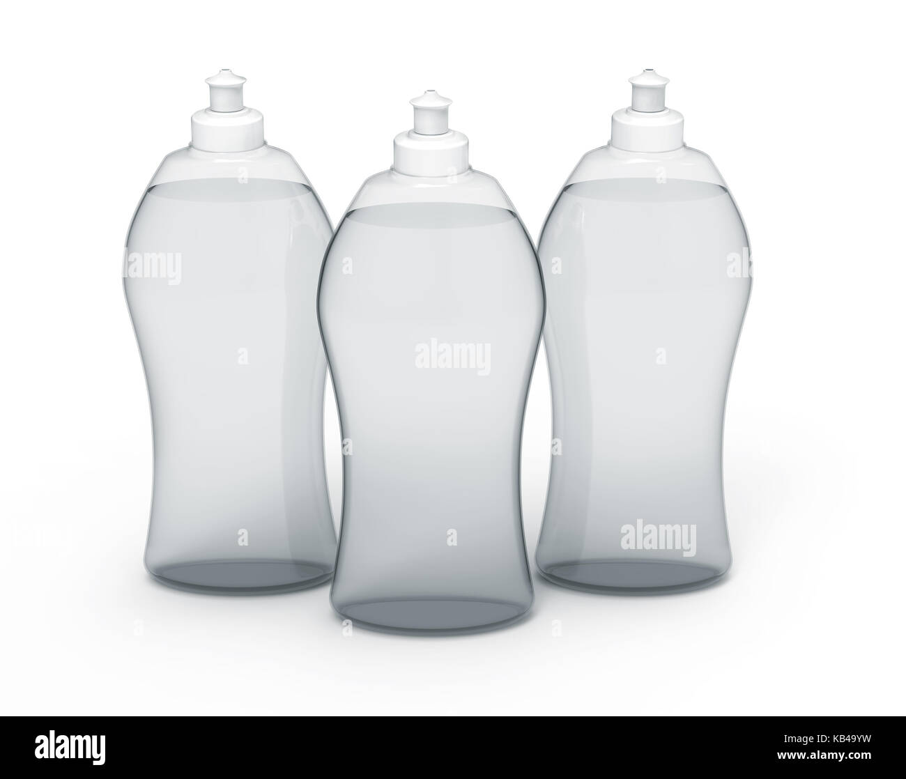 3D rendering Dishwashing liquid, transparent detergent mockup set for