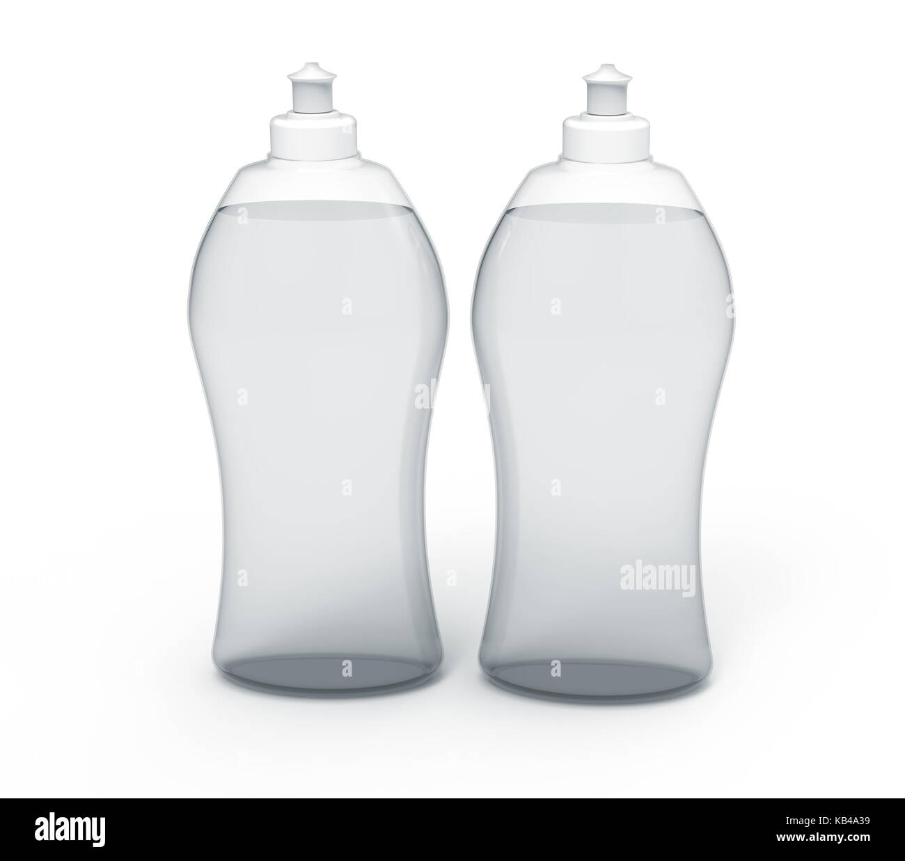 3D rendering Dishwashing liquid, transparent detergent mockup set for