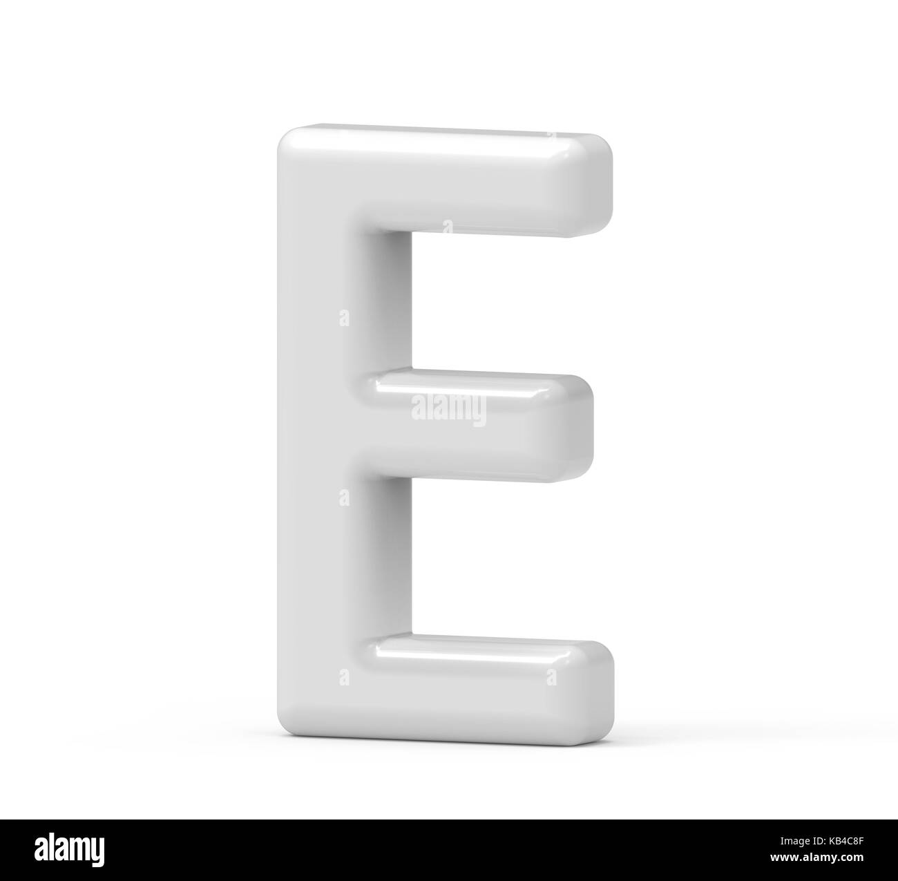 pearl white letter E, 3D rendering inflated alphabet isolated on white ...
