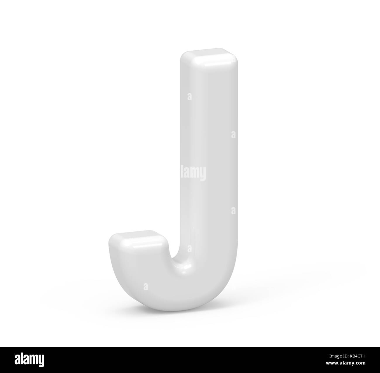 pearl white letter J, 3D rendering inflated alphabet isolated on white