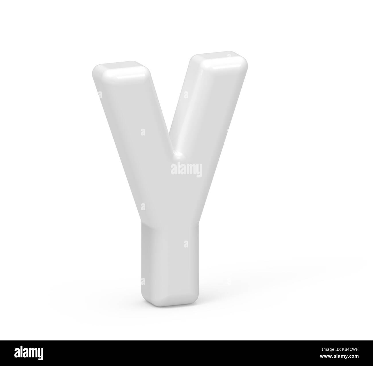 pearl white letter Y, 3D rendering inflated alphabet isolated on white