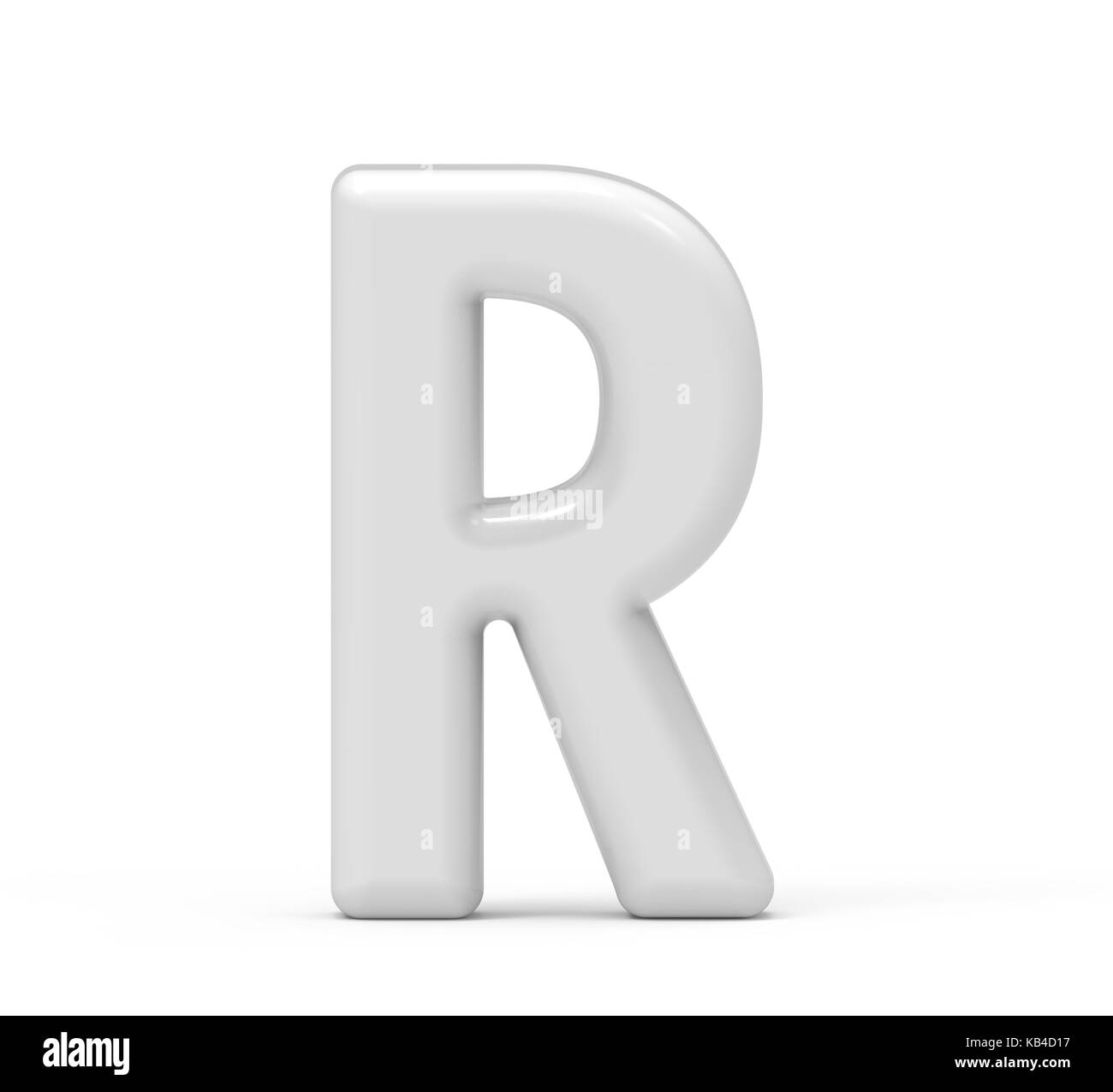 pearl white letter R, 3D rendering inflated alphabet isolated on white ...