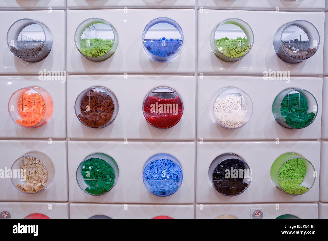 Lego blocks in the pick and mix section of the Lego Shop on Leicester Square in London England Stock Photo